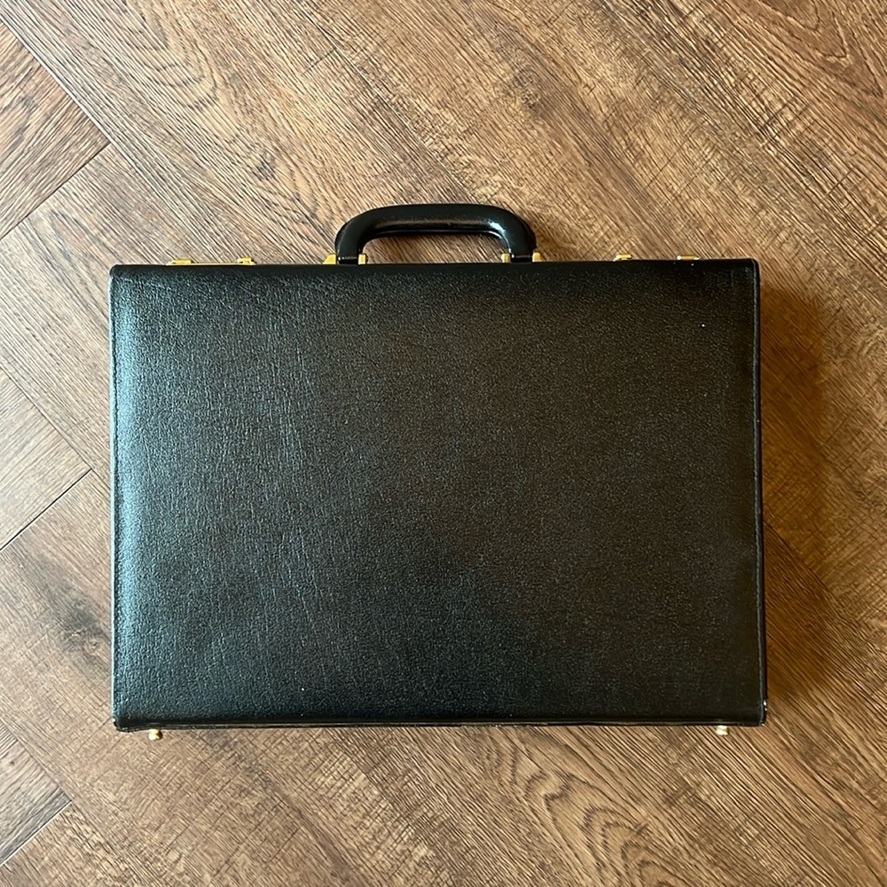 Pierre Cardin Black Leather Briefcase